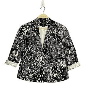 Katherine Business Jacket Suit Crop Short Women Size M Black White Retro Pocket